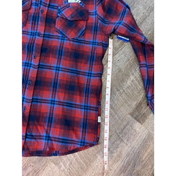 Hurley Men's Flannel Plaid Button-Down Shirt (SUNDRIED TOMATO) Size Small - Picture 6 of 8